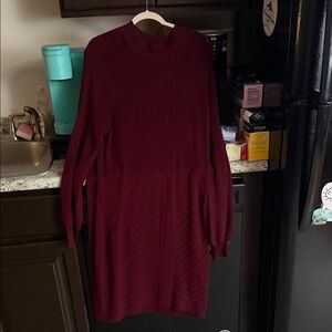 Elegant Burgundy Knit Dress